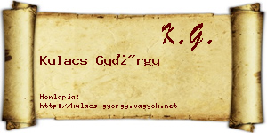 Kulacs György névjegykártya